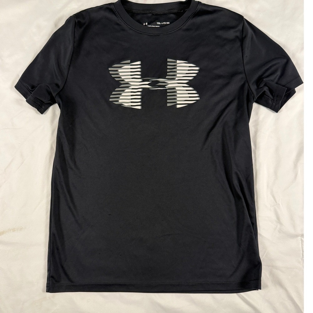 Under Armour Boysβ Black Graphic Logo Short Sleeve Athletic T-Shirt Size YXL
